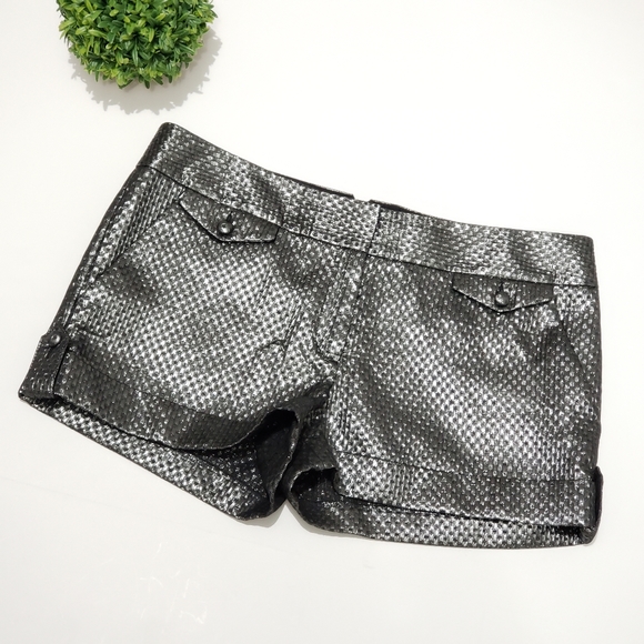 Express Pants - Express Metallic Pewter / Silver Cuffed Shorts